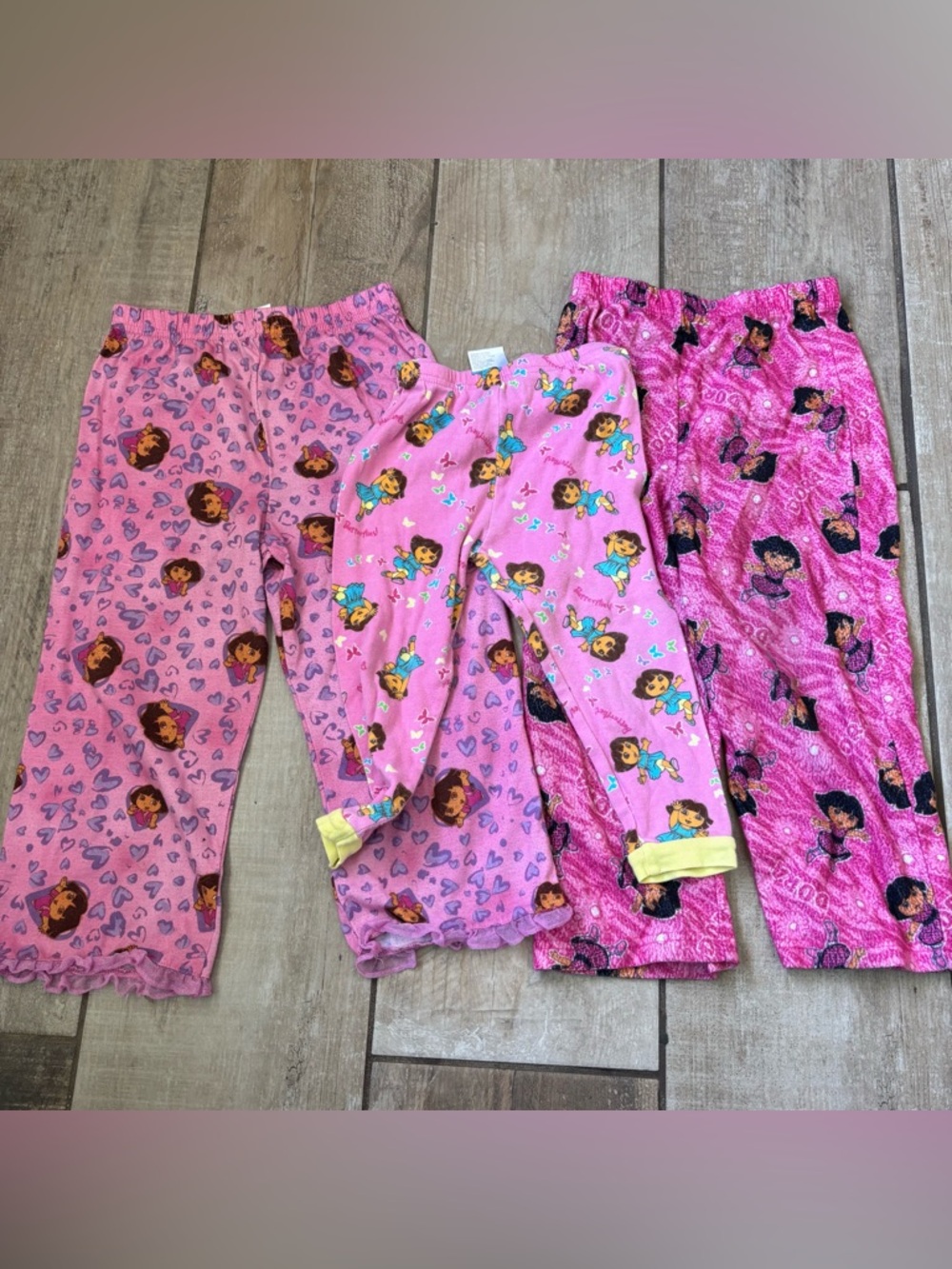 Y2K Dora the Explorer pink pajama bottoms bundle girls Size 5T/3t